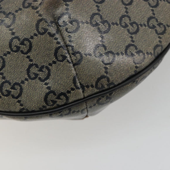 GUCCI GG Crystal Schoudertas Gecoat Canvas Zwart Goud 181092 Auth 182213