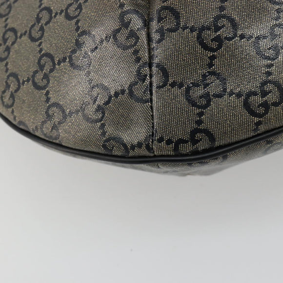 GUCCI GG Crystal Schoudertas Gecoat Canvas Zwart Goud 181092 Auth 182213