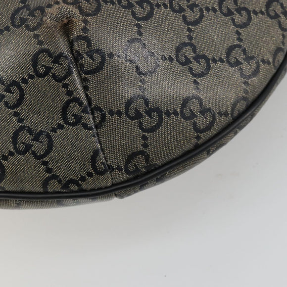 GUCCI GG Crystal Schoudertas Gecoat Canvas Zwart Goud 181092 Auth 182213