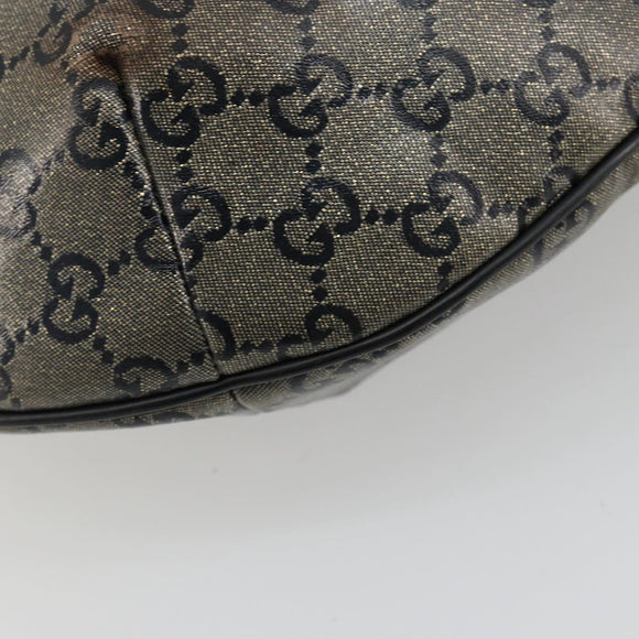 GUCCI GG Crystal Schoudertas Gecoat Canvas Zwart Goud 181092 Auth 182213