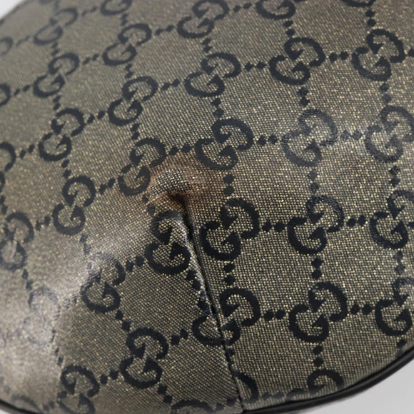 GUCCI GG Crystal Schoudertas Gecoat Canvas Zwart Goud 181092 Auth 182213