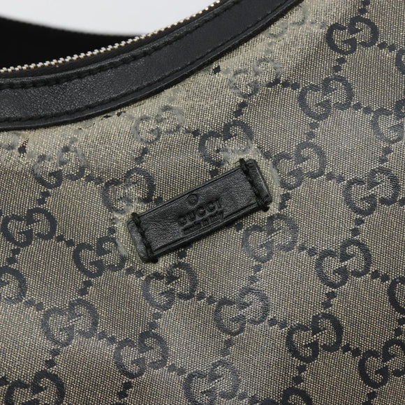 GUCCI GG Crystal Schoudertas Gecoat Canvas Zwart Goud 181092 Auth 182213