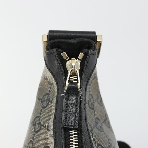 GUCCI GG Crystal Schoudertas Gecoat Canvas Zwart Goud 181092 Auth 182213