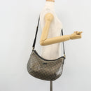 GUCCI GG Crystal Schoudertas Gecoat Canvas Zwart Goud 181092 Auth 182213-25