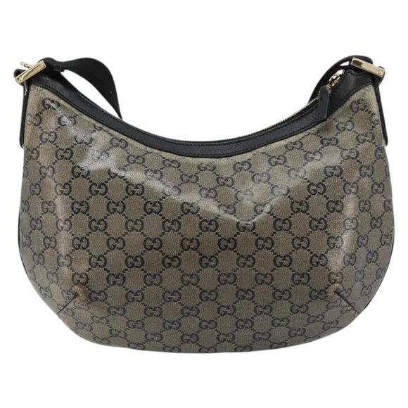 GUCCI GG Crystal Schoudertas Gecoat Canvas Zwart Goud 181092 Auth 182213