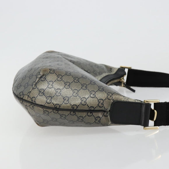 GUCCI GG Crystal Schoudertas Gecoat Canvas Zwart Goud 181092 Auth 182213