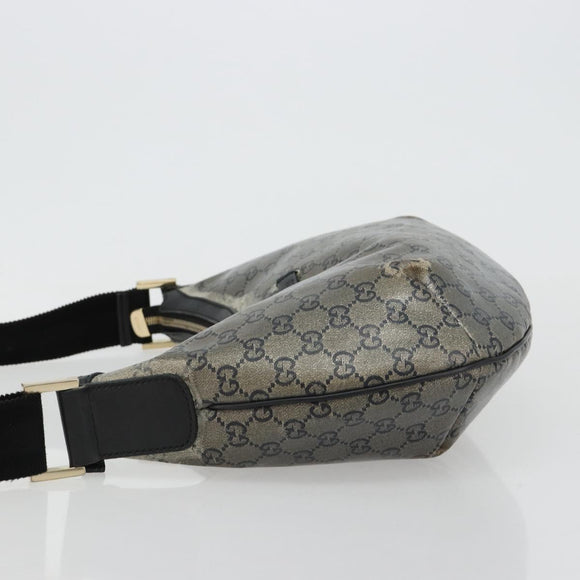 GUCCI GG Crystal Schoudertas Gecoat Canvas Zwart Goud 181092 Auth 182213