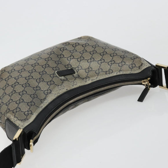 GUCCI GG Crystal Schoudertas Gecoat Canvas Zwart Goud 181092 Auth 182213