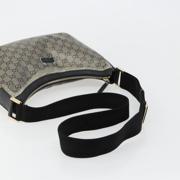GUCCI GG Crystal Schoudertas Gecoat Canvas Zwart Goud 181092 Auth 182213