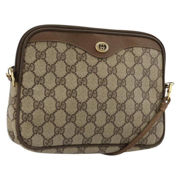 GUCCI GG Supreme Shoulder Bag PVC Beige Gold 119 02 068 Auth 182214