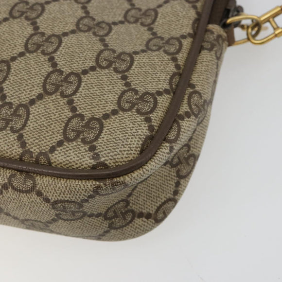 GUCCI GG Supreme Shoulder Bag PVC Beige Gold 119 02 068 Auth 182214