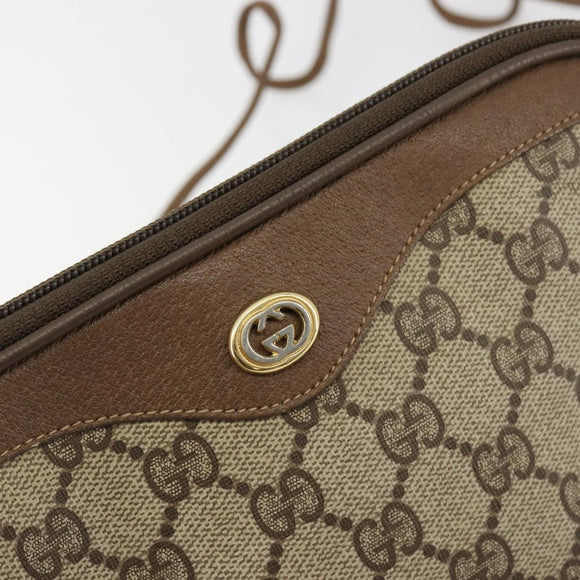 GUCCI GG Supreme Shoulder Bag PVC Beige Gold 119 02 068 Auth 182214