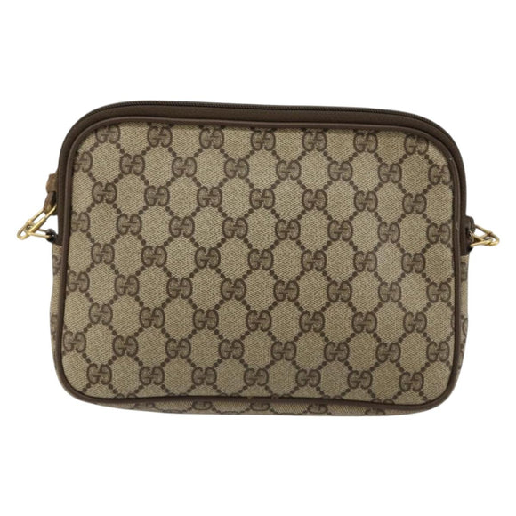 GUCCI GG Supreme Shoulder Bag PVC Beige Gold 119 02 068 Auth 182214