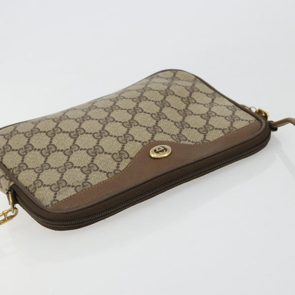 GUCCI GG Supreme Shoulder Bag PVC Beige Gold 119 02 068 Auth 182214