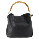 GUCCI Bamboo Shoulder Bag Leather 2way Black Gold 001 3444 1638 Auth 182216-2