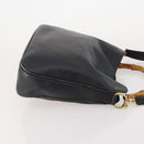 GUCCI Bamboo Shoulder Bag Leather 2way Black Gold 001 3444 1638 Auth 182216-3