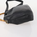 GUCCI Bamboo Shoulder Bag Leather 2way Black Gold 001 3444 1638 Auth 182216-4
