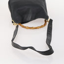 GUCCI Bamboo Shoulder Bag Leather 2way Black Gold 001 3444 1638 Auth 182216-7