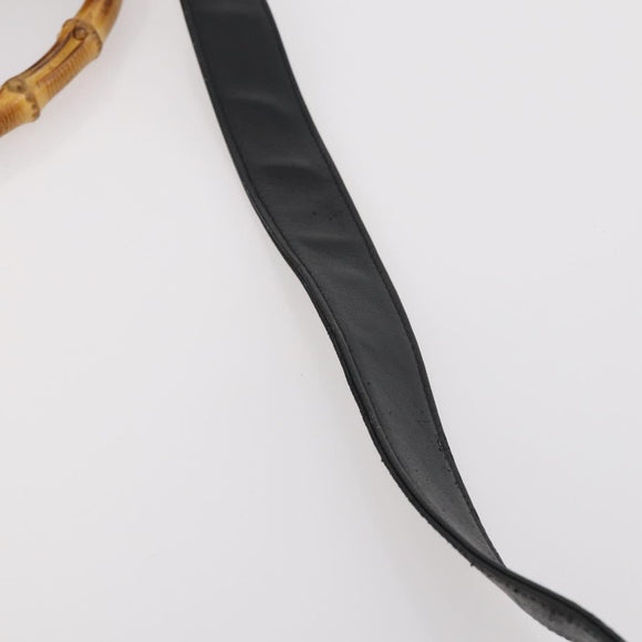 GUCCI Bamboo Shoulder Bag Leather 2way Black Gold 001 3444 1638 Auth 182216