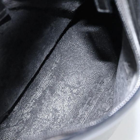 GUCCI Bamboo Shoulder Bag Patent leather Black Silver Auth 182217