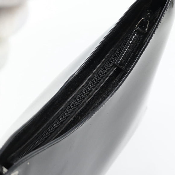 GUCCI Bamboo Shoulder Bag Patent leather Black Silver Auth 182217