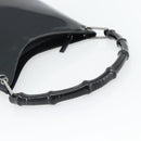GUCCI Bamboo Shoulder Bag Patent leather Black Silver Auth 182217-7