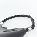 GUCCI Bamboo Shoulder Bag Patent leather Black Silver Auth 182217-8