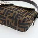 FENDI Zucca Canvas Mamma Baguette Shoulder Bag Black Brown Auth 182220SAM-14
