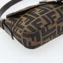 FENDI Zucca Canvas Mamma Baguette Shoulder Bag Black Brown Auth 182220SAM-15