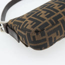 FENDI Zucca Canvas Mamma Baguette Shoulder Bag Black Brown Auth 182220SAM-17