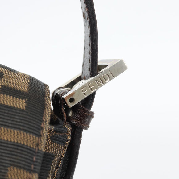 FENDI Zucca Canvas Mamma Baguette Shoulder Bag Black Brown Auth 182220SAM