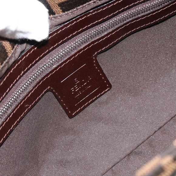 FENDI Zucca Canvas Mamma Baguette Shoulder Bag Black Brown Auth 182220SAM