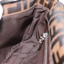 FENDI Zucca Canvas Mamma Baguette Shoulder Bag Black Brown Auth 182220SAM-21