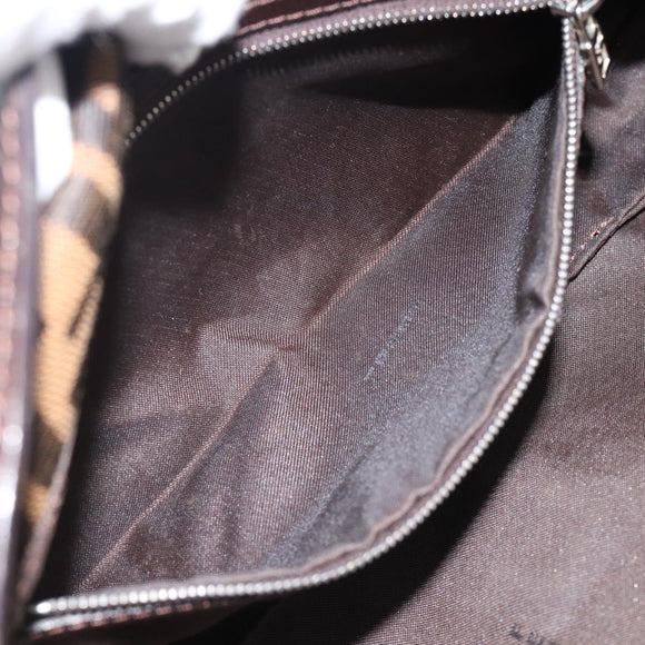FENDI Zucca Canvas Mamma Baguette Shoulder Bag Black Brown Auth 182220SAM