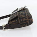 FENDI Zucca Canvas Mamma Baguette Shoulder Bag Black Brown Auth 182220SAM-3