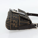 FENDI Zucca Canvas Mamma Baguette Shoulder Bag Black Brown Auth 182220SAM-4