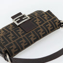 FENDI Zucca Canvas Mamma Baguette Shoulder Bag Black Brown Auth 182220SAM-6