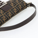 FENDI Zucca Canvas Mamma Baguette Shoulder Bag Black Brown Auth 182220SAM-7