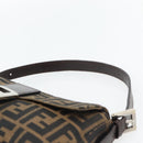 FENDI Zucca Canvas Mamma Baguette Shoulder Bag Black Brown Auth 182220SAM-8