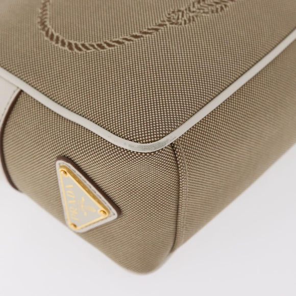 PRADA Shoulder Bag Jacquard Beige Gold Auth 182221M