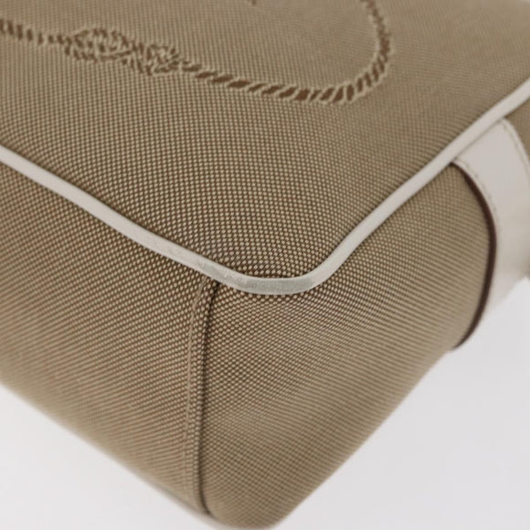 PRADA Shoulder Bag Jacquard Beige Gold Auth 182221M