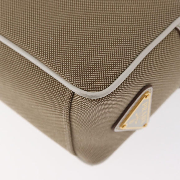 PRADA Shoulder Bag Jacquard Beige Gold Auth 182221M