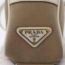 PRADA Shoulder Bag Jacquard Beige Gold Auth 182221M-15