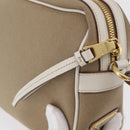 PRADA Shoulder Bag Jacquard Beige Gold Auth 182221M-16