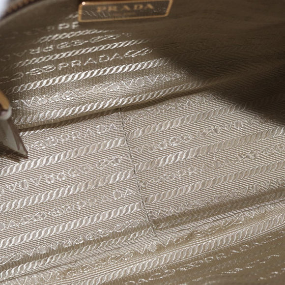 PRADA Shoulder Bag Jacquard Beige Gold Auth 182221M