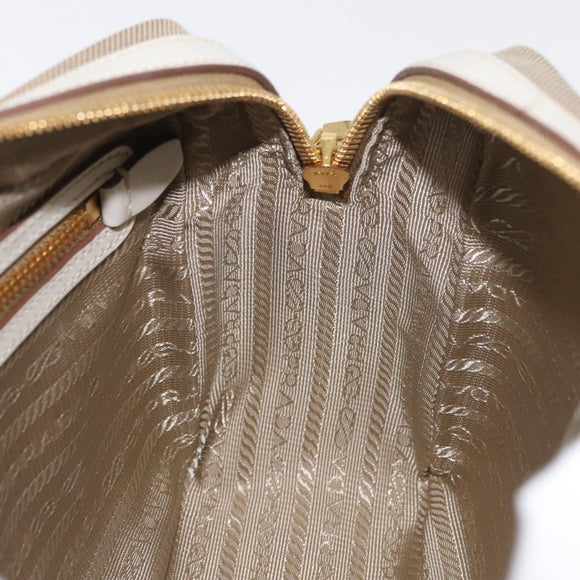 PRADA Shoulder Bag Jacquard Beige Gold Auth 182221M