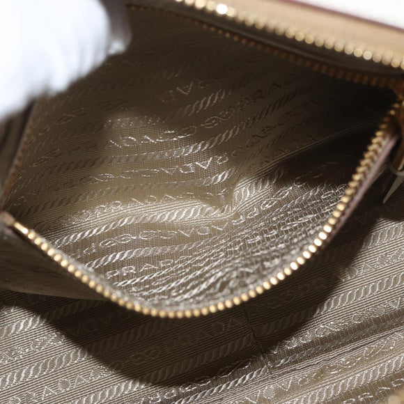 PRADA Shoulder Bag Jacquard Beige Gold Auth 182221M