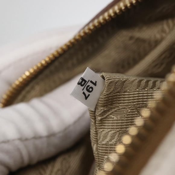PRADA Shoulder Bag Jacquard Beige Gold Auth 182221M