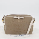 PRADA Shoulder Bag Jacquard Beige Gold Auth 182221M-25