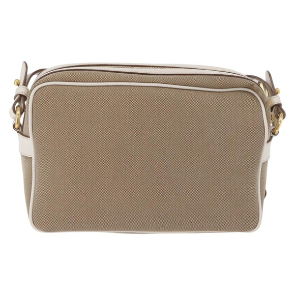 PRADA Shoulder Bag Jacquard Beige Gold Auth 182221M